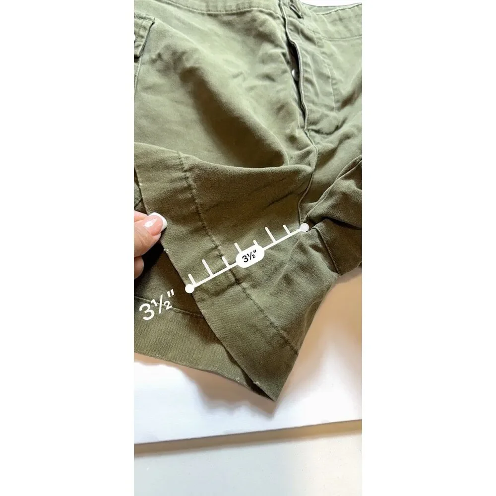 J.Crew Factory Olive Green Utility Cargo Shorts Women's Size 4 Button Fly